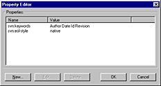 The file properties dialog for RapidSVN