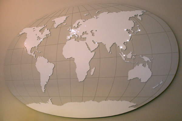 World map with light points